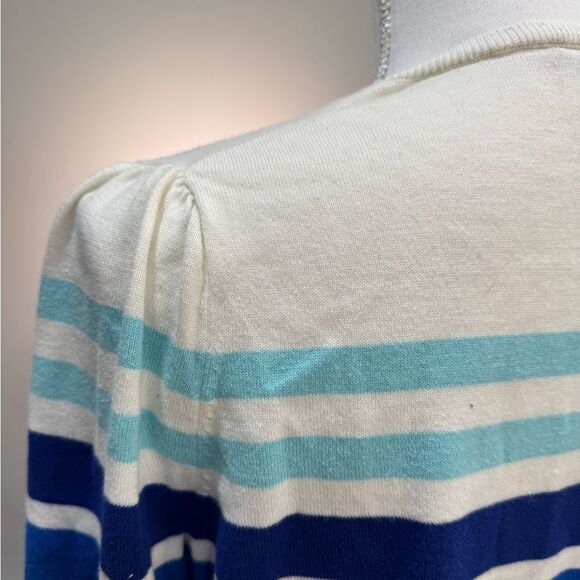 Ivory Talbots Colorful Stripe Crewneck Sweater Size LP EUC - Picture 3 of 6